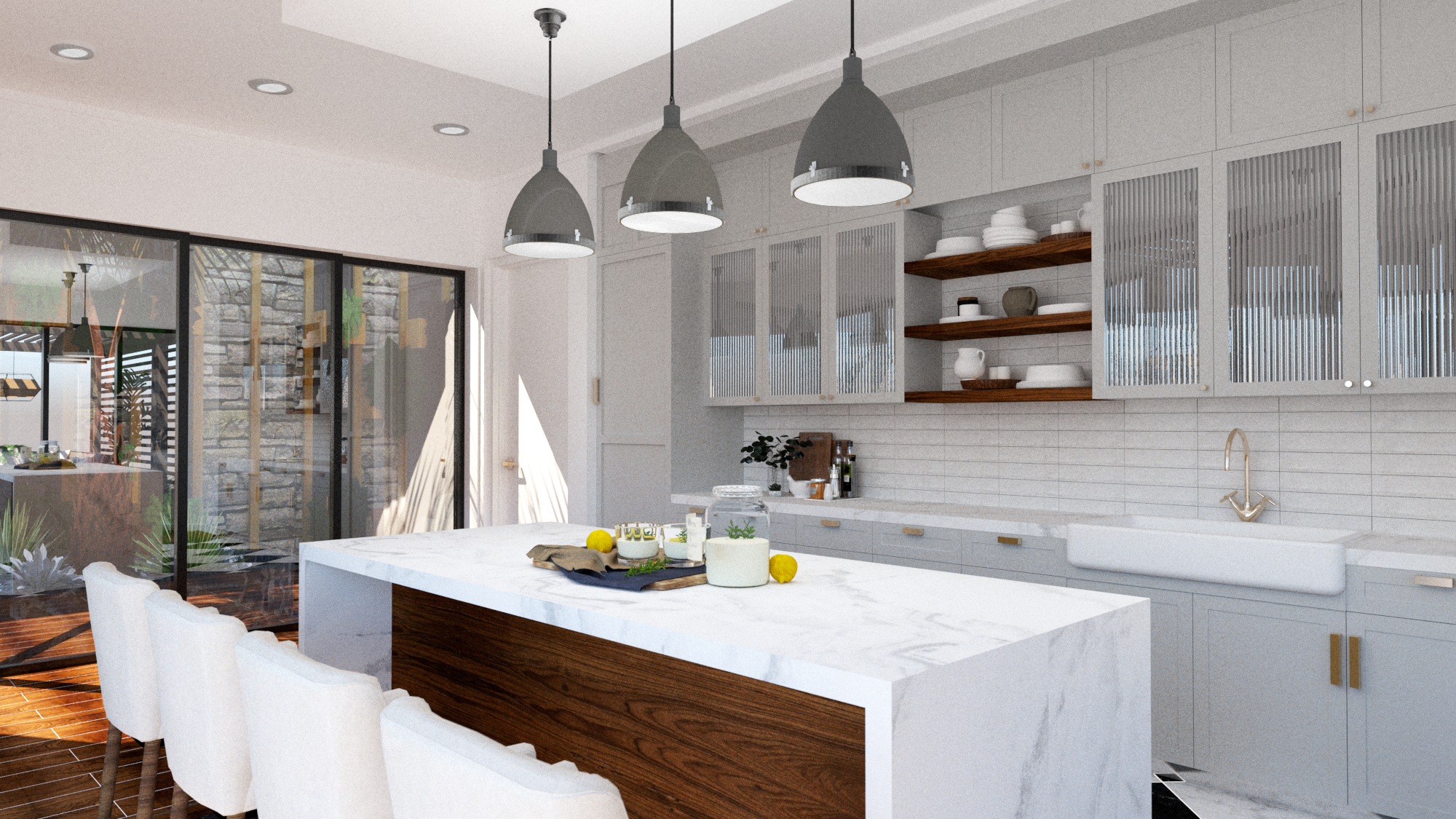 Front of house kitchen render